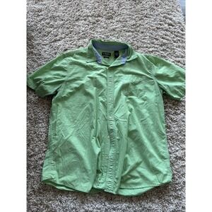 Mens Chaps Easy Care Green Short Sleeve‎ Button Up Size XL